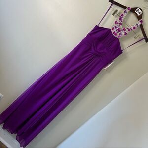 Hailey Logan by Adrianna Papell Purple Formal Dress Beaded Neckline Women's 3/4